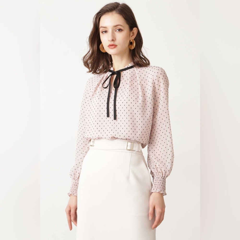 Max Studio Light Pink Black Coquette Blouse Size XS